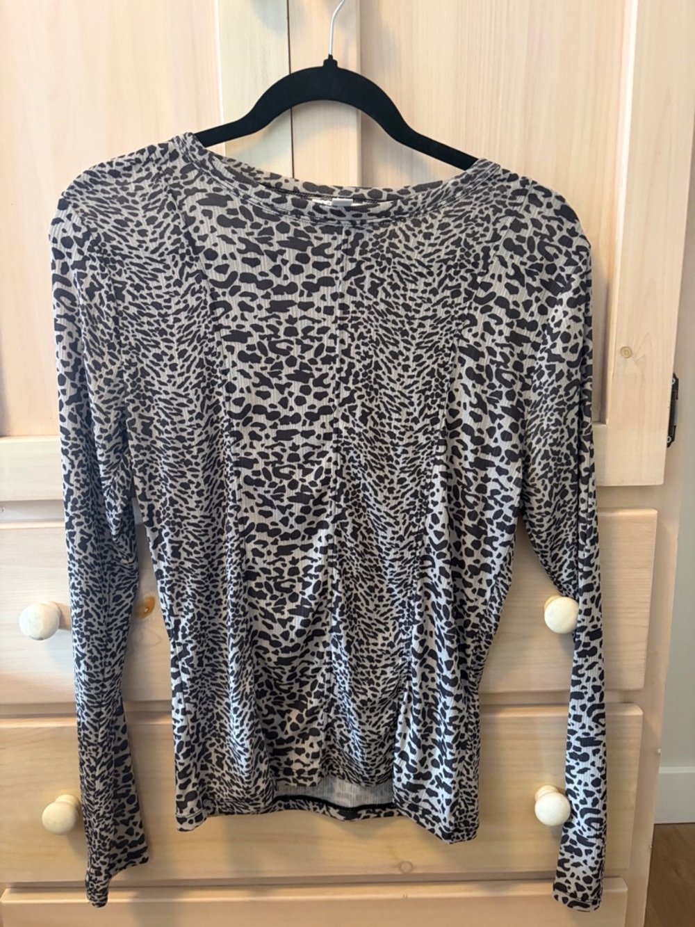 Topshop Gray Leopard-Print Long Sleeve Tee